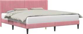vidaXL Cadru de pat cu headboard Roz 200 x 200 cm Catifea