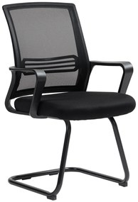 HOMCOM Scaun de birou din plasă fără roți, bază tip sanie, pentru sală de conferință, așteptare, recepție, negru | Aosom Romania