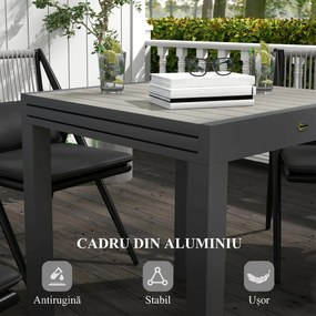 Masă extensibilă pentru terasă Outsunny, cu 4-6 locuri, 81-162 cm | Aosom Romania