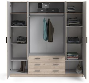 Șifonier în culoare naturală cu aspect de lemn de stejar 196x200 cm Sprint – Tvilum