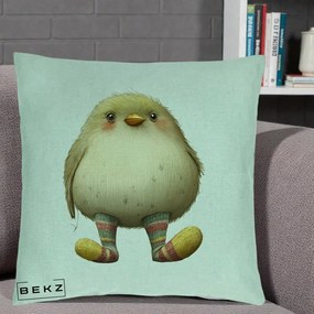 Perna Decorativa Pui Pufos cu Sosete Dungate, 40x40 cm, Verde Menta, Husa Detasabila, Perna Inclusa, BEKZ®