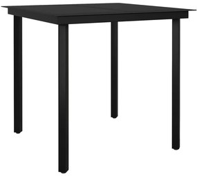 Set mobilier de gradina, cu perne, 3 piese, negru negru si maro, Lungime masa 80 cm, 3