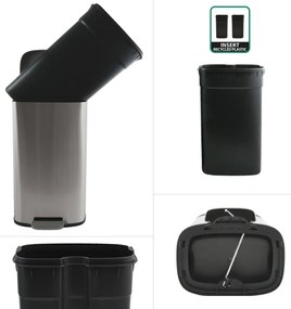 Coș de gunoi cu pedală soft-close Spirella Akira50 l, oțel inoxidabil periat, 50 l