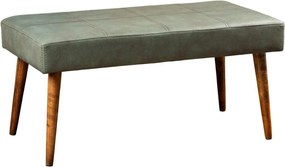 Bancheta POLE, verde/nuc, piele/lemn, 92x46x44 cm