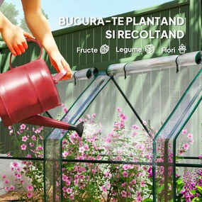 Outsunny Mini Seră Portabilă Tunel pentru Plante și Flori cu Uși Rulabile cu Fermoar, Transparentă | Aosom Romania