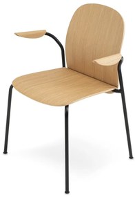 Scaune de dining în culoare naturală cu cotiere/stivuibile 2 buc. cu aspect de lemn de stejar Book – Gazzda