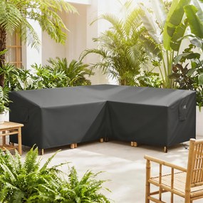 Outsunny Husa pentru mobilier de grădină rezistentă la iarnă, impermeabilă, în formă de V, anti-UV, 420D Oxford Gewebe 216x216x78 cm Negru | Aosom Romania
