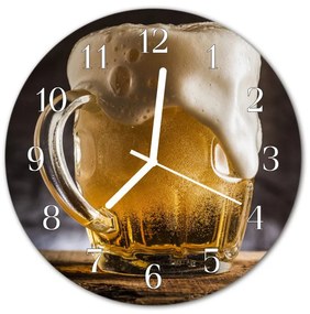 Ceas de perete din sticla rotund Bere Alimente și băuturi Galben