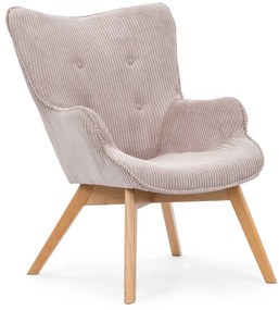 Fotoliu roz deschis cu tapițerie din catifea reiată Niko – Ropez