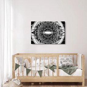 Tablou cu ornamente alb negre (90x60 cm)