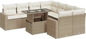 vidaXL Set canapele de grădină, 9 piese, cu perne, bej, poliratan