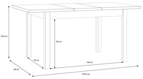 Masa extensibila Jeremix, Stejar Mauvella Si Negru Mat, 120.4/160.4 x 80 x 76.6 Cm