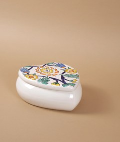 Cutie de depozitare inimioara din ceramică decorativă Flori Multicolor