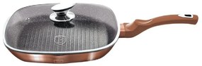 RESIGILAT - Tigaie grill marmorata cu capac, 28 cm Rose Gold Berlinger Haus BH 1610N