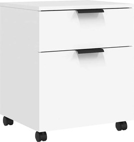 vidaXL Fișet mobil cu roți, alb, 45x38x54 cm, lemn prelucrat