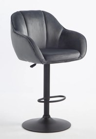 HR2055W Scaun Grafit din Catifea cu Bază Neagră