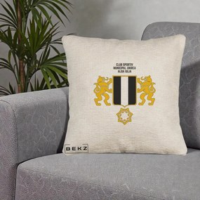Perna Personalizata CSM Unirea Alba Iulia Fotbal, 40x40 cm, Bej Canapea, Husa Detasabila, Perna Inclusa, BEKZ®