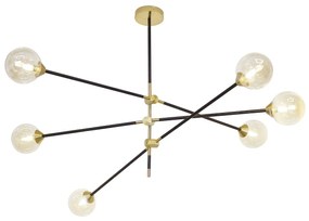 Lustra moderna cu 6 surse de lumina SOLEN 6 BK/GO