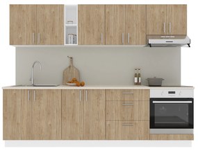 Set haaus V18, Lemn Natural/Alb, Blat Thermo 28 mm, L 260 cm