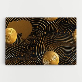 Tablou Canvas, 90x140cm, Dormitor si Living, Abstracte, Abstract cu linii, Gold Circle With Lines (2)