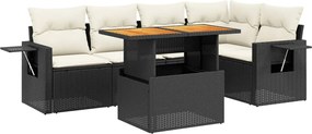 vidaXL Set mobilier de grădină cu perne, 6 piese, negru, poliratan