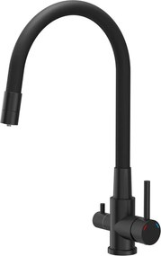 Baterie bucatarie cu pipa flexibila Quadron Pop Agnes finisaj negru carbon