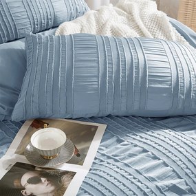 Lenjerie de pat din microfibră creponată NELLA albastru ceresc