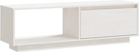 vidaXL Comodă TV, alb, 110x30x33,5 cm, lemn masiv de pin
