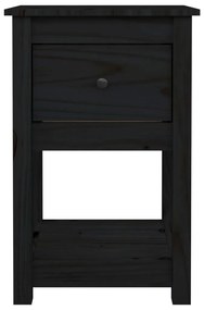 Noptiere, 2 buc., negru, 40x35x61,5 cm, lemn masiv de pin 2, Negru, 1