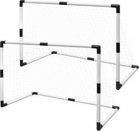 vidaXL Set porți mini de fotbal pentru copii din plasă, 2 buc., 91,5x48x61 cm