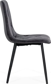 Scaun living din catifea cu cadru negru BUC 210 gri