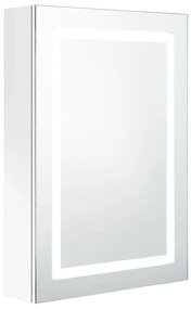 326494 vidaXL Dulap de baie cu oglindă și LED, alb strălucitor, 50x13x70 cm