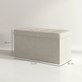 HOMCOM Banc de depozitare pouf de depozitare pliabil bout de lit repose-pieds cu capac capitonat 76L x 38l x 38H cm crem | Aosom Romania