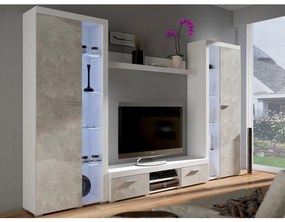 Mobilier living Rokara XL (Alb + beton deschis) (iluminat LED Alb). 1058320