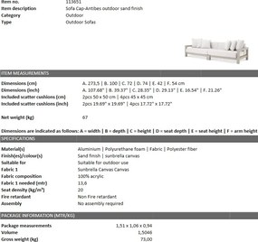 Canapea pentru interior si exterior Cap-Antibes, sand 113651 HZ