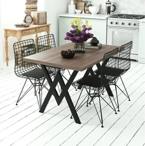 Set Masa Bucatarie cu 4 Scaune , negru,120x80x75 cm, 30050SET