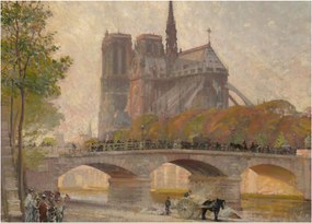 Tablou - Robert William Vonnoh, Notre Dame de Paris, reproducere (70x50 cm)