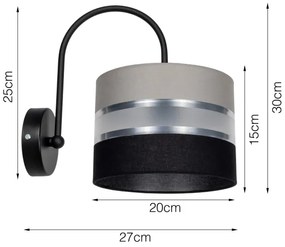 Aplică CORAL 1xE27/60W/230V neagră/gri