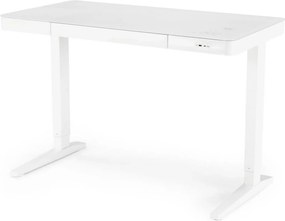 Birou B52, alb, sticla/metal, 120x60x77/120 cm