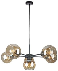 Lustră pe cablu KALIOPE 6xE27/60W/230V negru/bej fumuriu