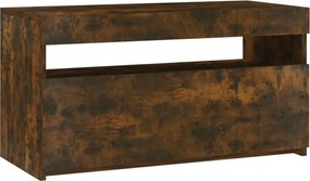 vidaXL Comodă TV cu lumini LED, stejar fumuriu, 75x35x40 cm