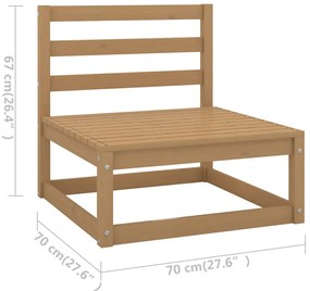 Set mobilier de gradina cu perne, 3 piese, lemn masiv de pin maro miere, 1, Da