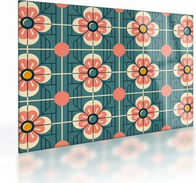 Tablou pe sticlă - Model retro cu flori (70x50 cm)