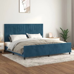 3125901 vidaXL Cadru de pat cu tăblie, albastru închis, 200x200 cm, catifea