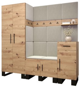 Set mobilier pentru hol Amanda 1 (Stejar artisan + bej). 1085857
