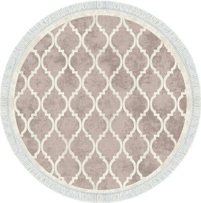 Covor, 100x100 cm, forma rotunda, poliester, crem/maro, ALN400601KR17