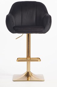 HR2055KW Scaun Neagră din Catifea cu Bază Aurie