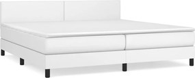 vidaXL Pat box spring cu saltea, alb, 200x200 cm, piele ecologică
