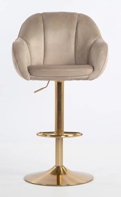 HR2055W Scaun Latte din Catifea cu Bază Aurie