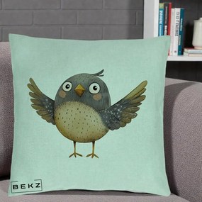 Perna Decorativa Pasare cu Aripi Intinse, 40x40 cm, Verde Menta, Husa Detasabila, Perna Inclusa, BEKZ®